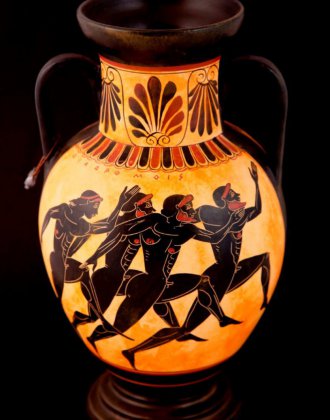 THE CLASSICAL PANATHENEAN AMPHORA WITH THE GODESS ATHENA AND THE RUNNERS