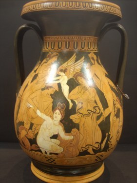Greek Pottery Shop  CLASSICAL RED FIGURED PELIKE  WITH THE KINDAPPING OF THETIS BY PYLEAS. CLASSICAL GREEK POTTERY PELIKE