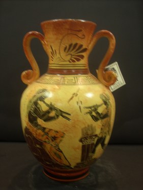 CLASSICAL AMPHORA  WITH MUSICIANS ON FREE DESIGNED AMPHORA