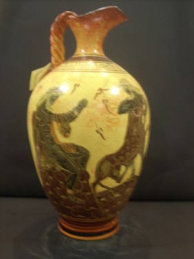 Greek Pottery Shop  CLASSICAL PROCHUS WITH HERCULES AND PROMITHEAS AND HERA ON THE BACK SIDE FREE DESIGNED PROCHUS