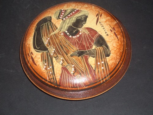Greek Pottery Shop  Demetra goddess of the harvest greek ceramic pyxis pottery FREE DESIGNED PYXIS