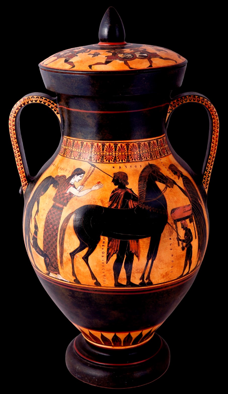 Classical black figured amphora with Achilles and Ajax playing dice CLASSICAL GREEK POTTERY AMPHORA