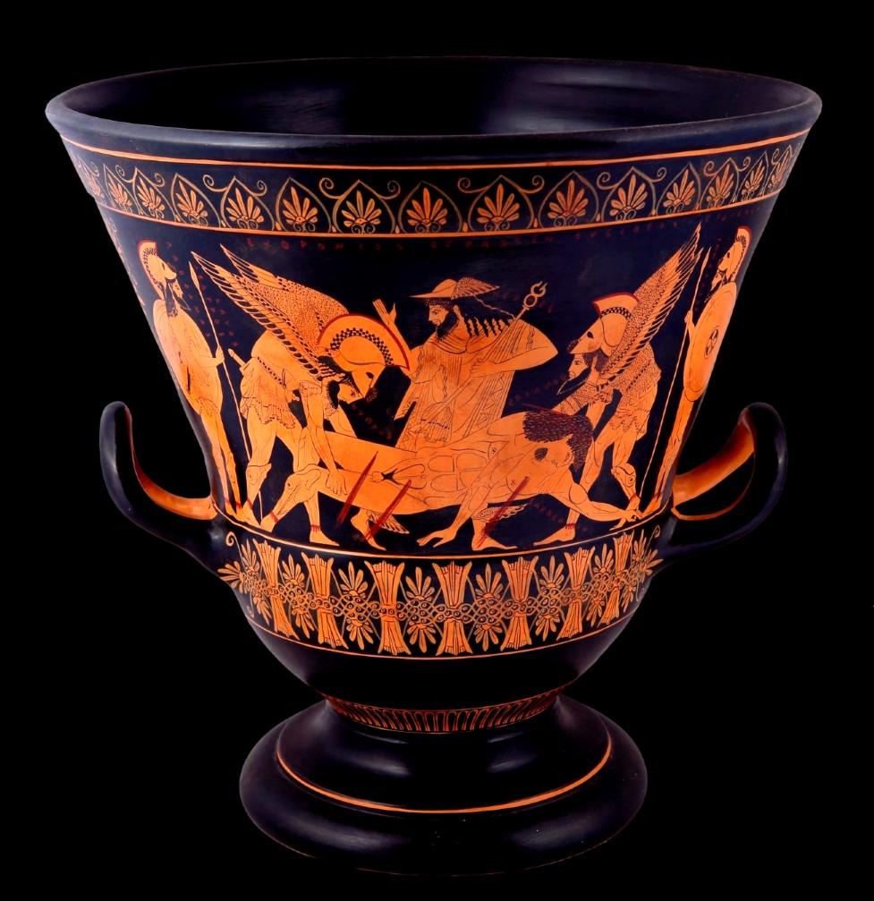 Greek Pottery Shop  CLASSICAL KRATER WITH THE DEATH OF SARPEDON CLASSICAL GREEK POTTERY KRATER