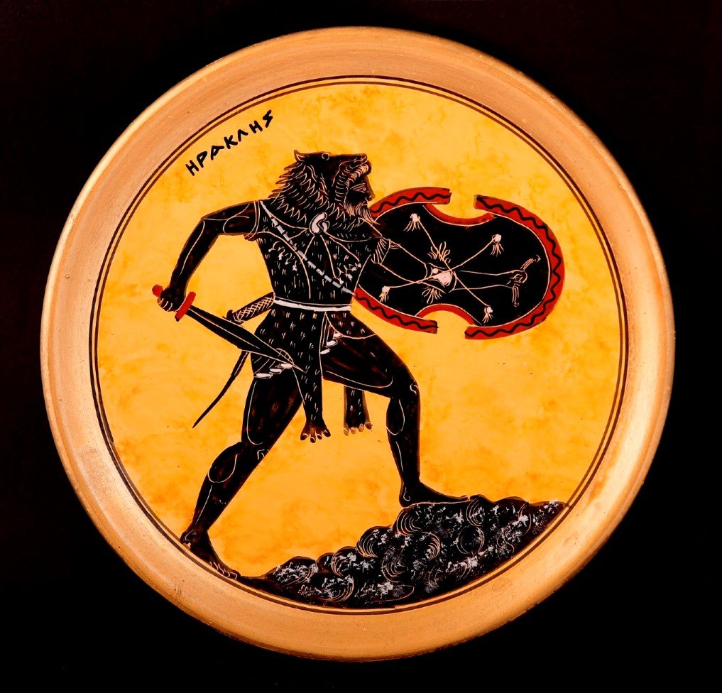 Greek Pottery Shop  CLASSICAL PLATE WITH HERCULES FREE DESIGNED PLATES