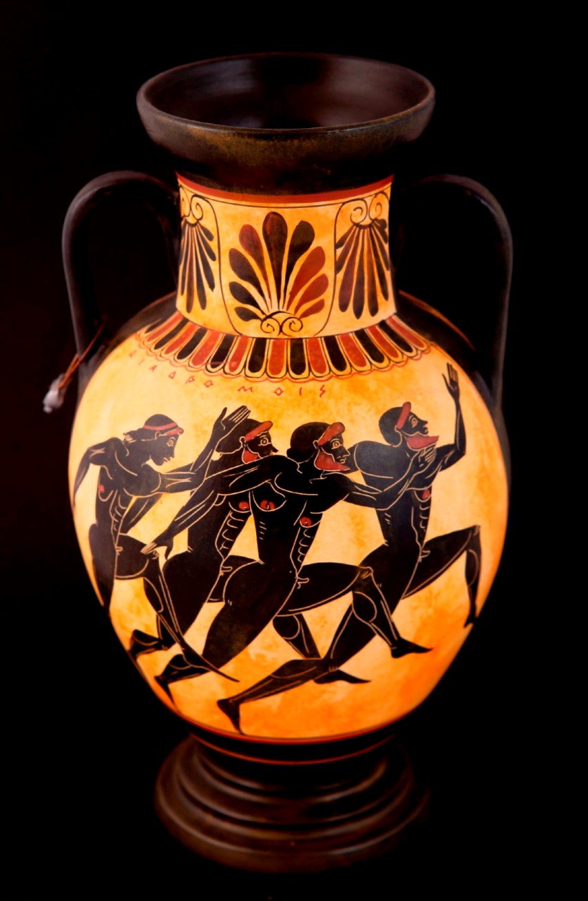 Greek Pottery Shop  THE CLASSICAL PANATHENEAN AMPHORA WITH THE GODESS ATHENA AND THE RUNNERS CLASSICAL GREEK POTTERY AMPHORA