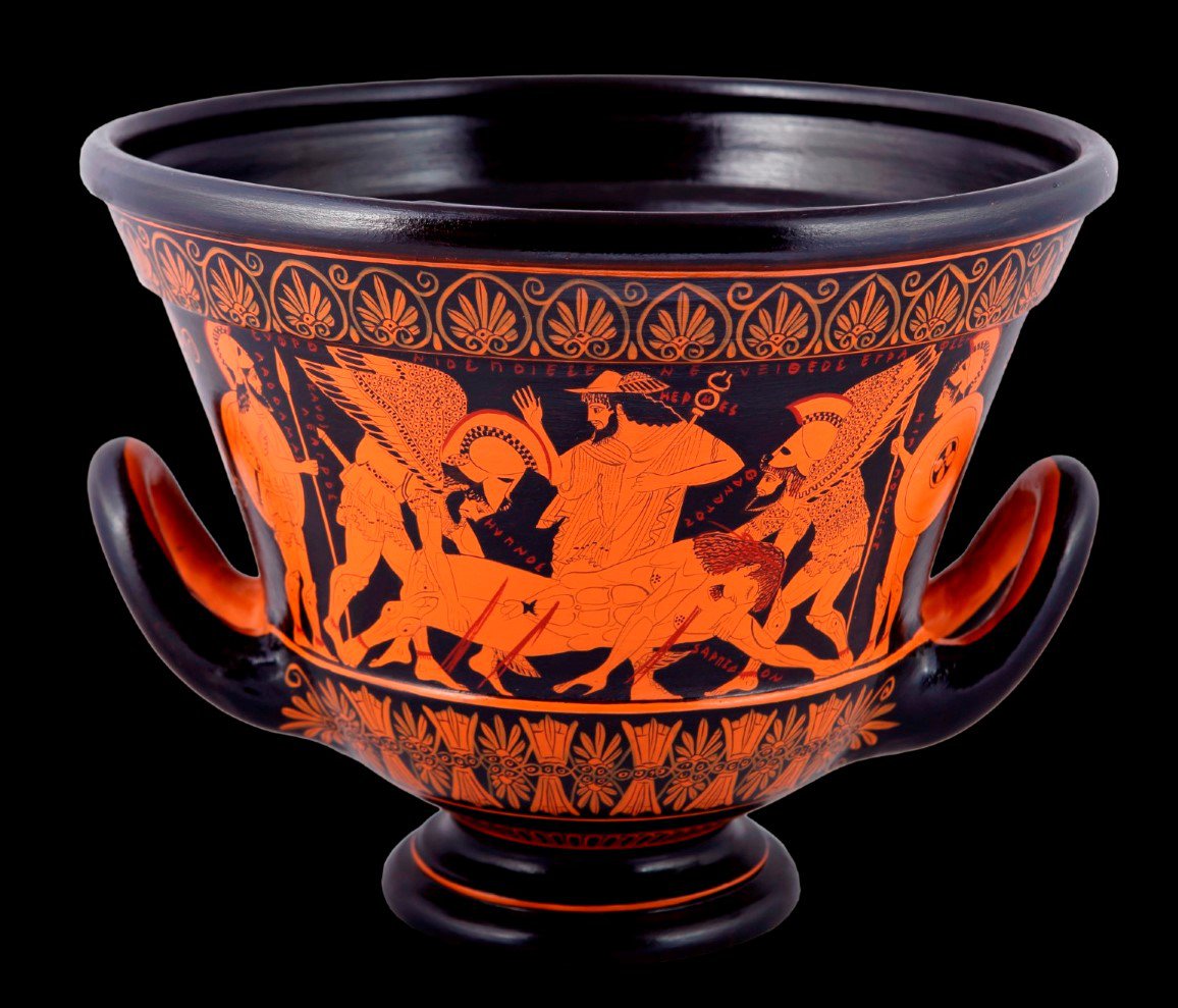 SMALL CLASSICAL KRATER WITH THE DEATH OF SARPEDON