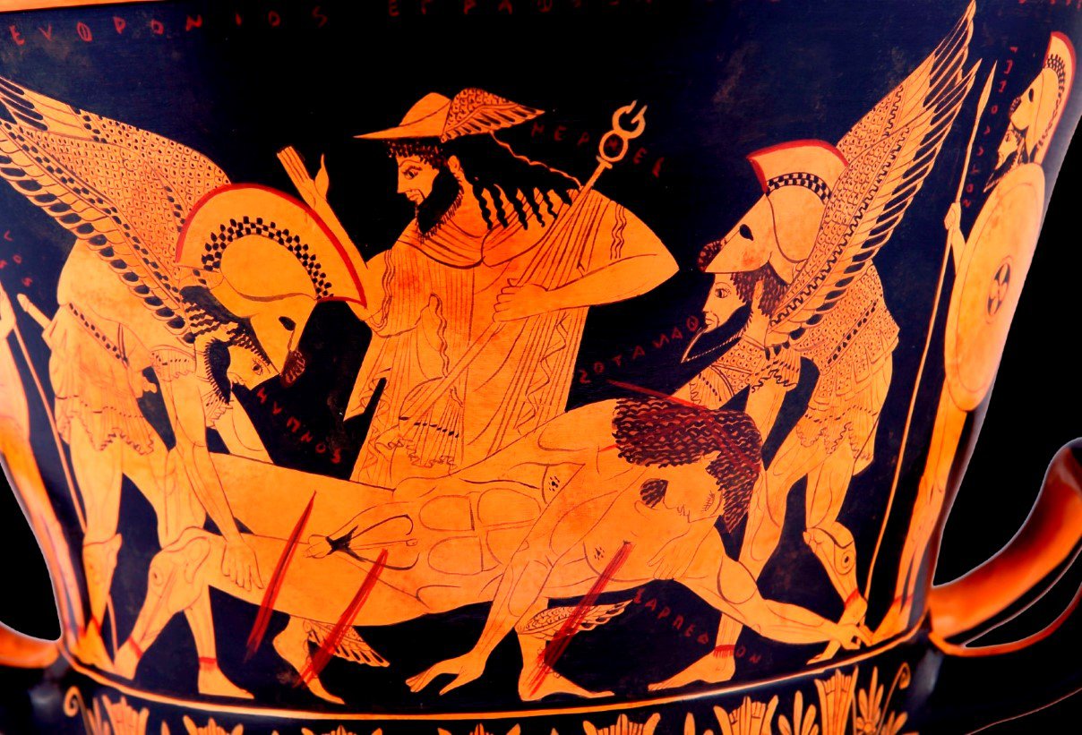 SMALL CLASSICAL KRATER WITH THE DEATH OF SARPEDON