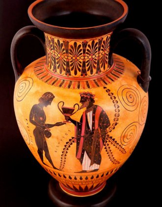 CLASSICAL BLACK FIGURED AMPHORA WITH ACHILLES AND PENTHESILEA 2