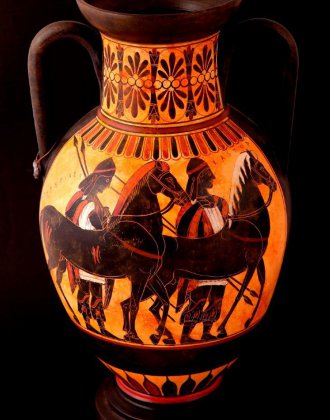 DIONYSUS AND ARIADNI GREEK CERAMIC AMPHORA POTTERY 2