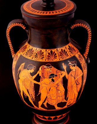 CLASSICAL RED FIGURED AMPHORA WITH HERCULES AND CERBERUS 2